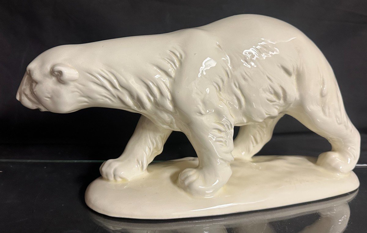 Gros Ours marchant signé Art Deco 1930 ceramique 42 cm -photo-2