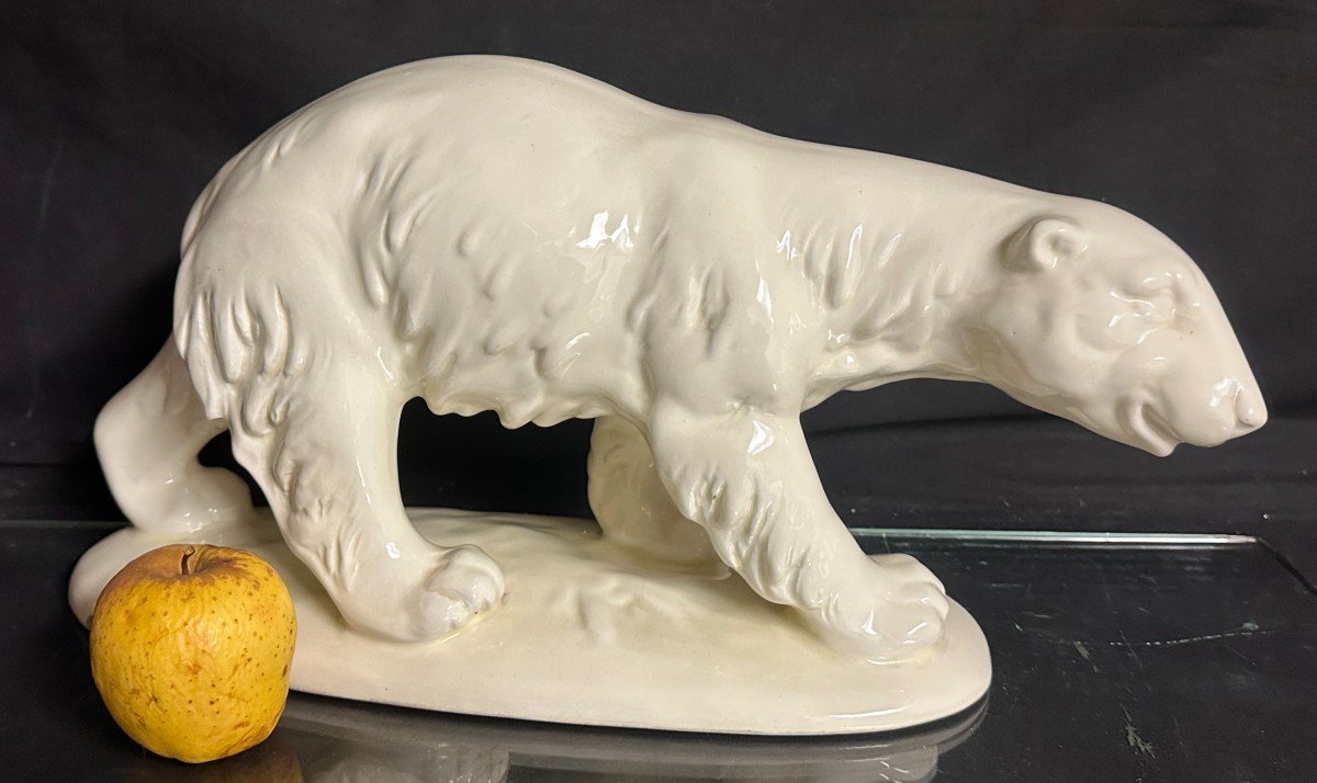 Gros Ours marchant signé Art Deco 1930 ceramique 42 cm 