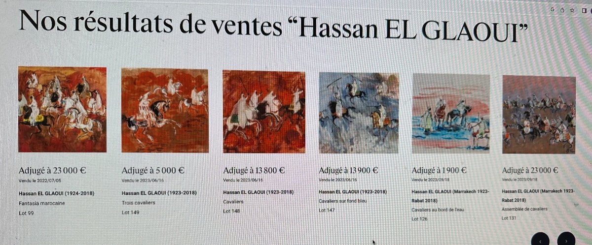 HASSAN EL GLAOUI 1923-2018 Maroc Fantasia Allégeance Grande gouache Artiste Marocain Certificat-photo-5