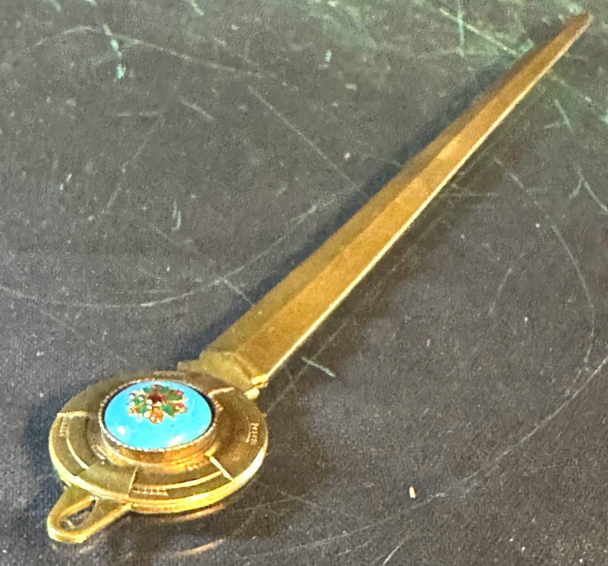 Rare Bresse Enamels Letter Opener With Enamel And Gilding Decor-photo-3