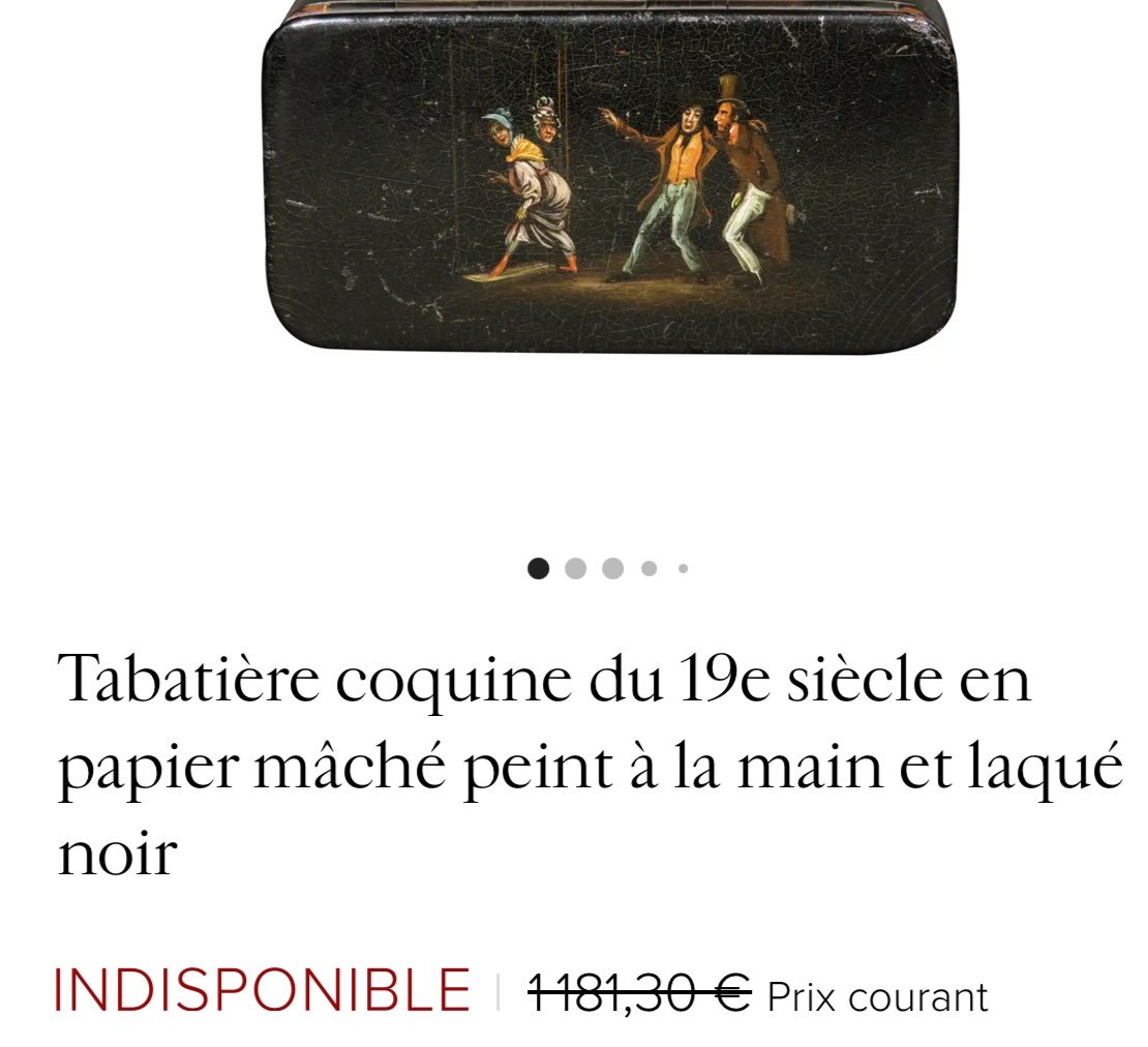 Tabatière XIXe Etui à cigares Scène galante Nécessaire de fumeur curiosa Carton bouilli -photo-5