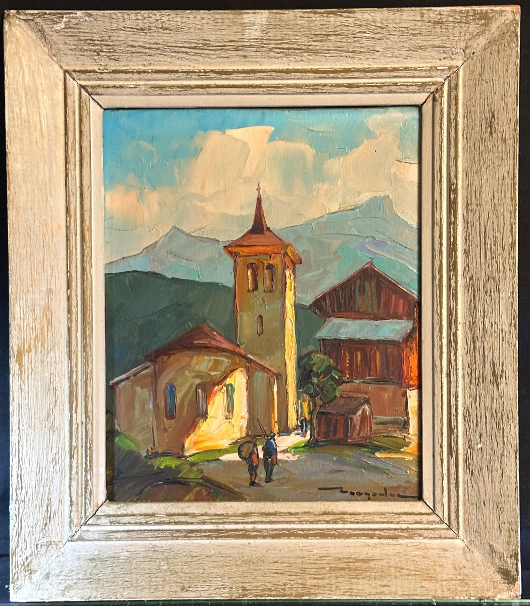 Elie Bernadac 1913-1999 Rare Oil Bonneval Sur Arc Alps Haute Maurienne Mountain-photo-3