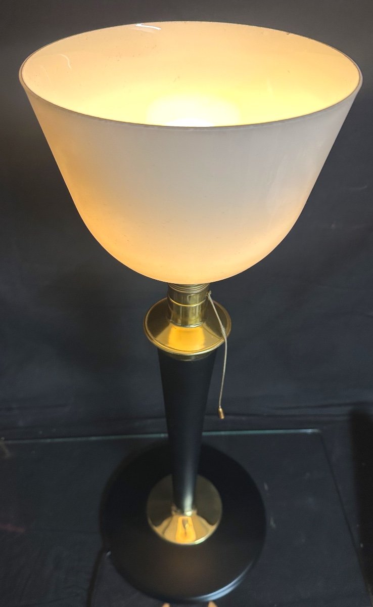 Mazda Lamp Large Model 62.5cm With Its Opaline Albalite Art Deco-photo-3