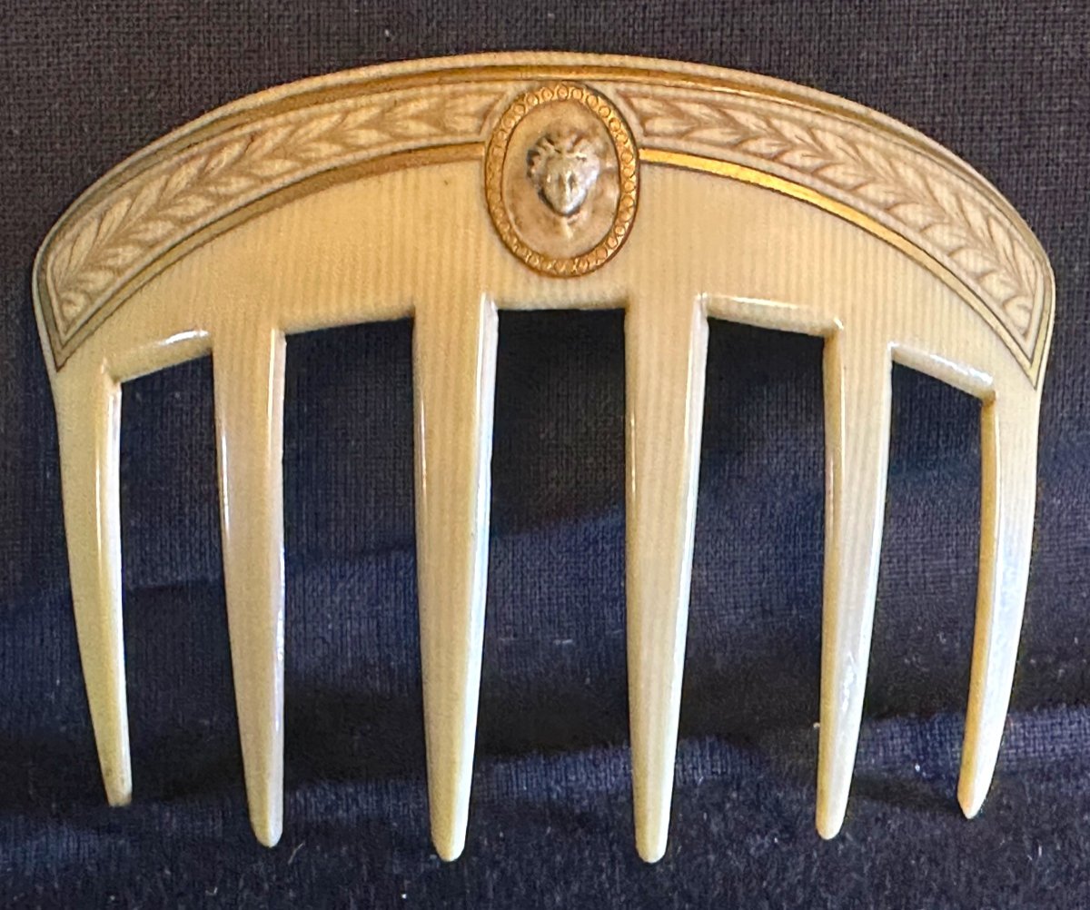 Elegant 1900 Bakelite Hair Comb In Ivory Embossed