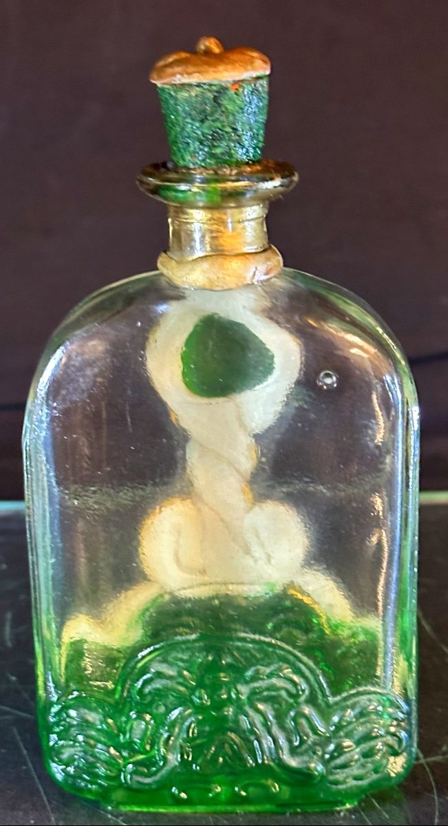 Rare 1900 Perfume Bottle Sealed Moon Face Stopper -photo-1