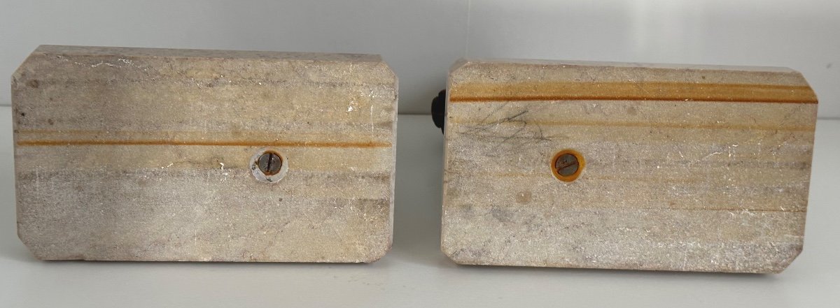 Pair Of Fox Terrier Art Deco Bookends Marble Base Ric Et Rac Dog 1930 Very Good Condition -photo-4