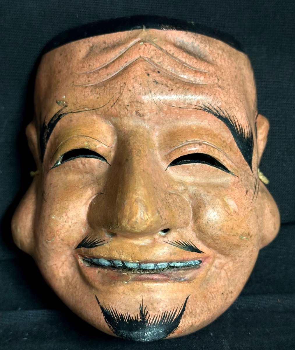 Masque de théâtre NO Japonais en bois polychrome XIXe EDO très bon état