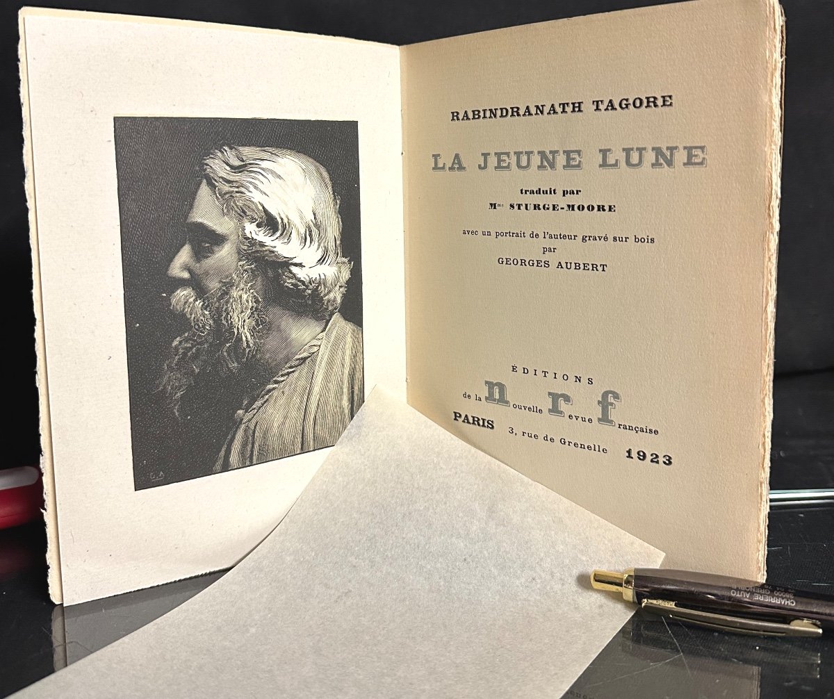 Rabindranath Tagore 1923 E.o. La Jeune Lune NRF avec portrait gravé édition Originale-photo-2