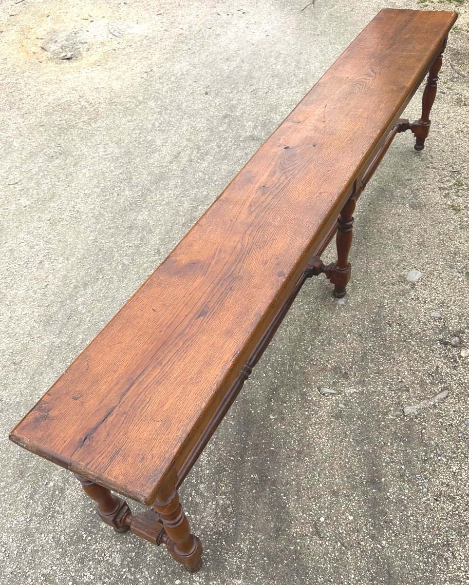 Large Solid Oak Bench Late 19th Century 200 Cm Very Good Condition -photo-1