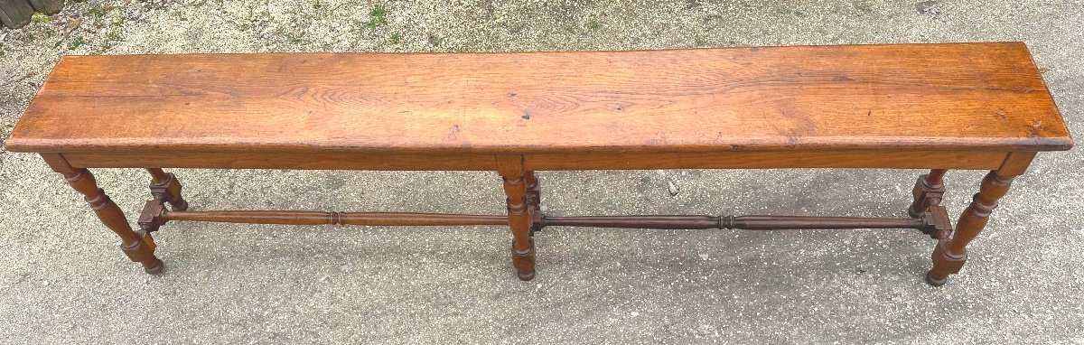 Large Solid Oak Bench Late 19th Century 200 Cm Very Good Condition 