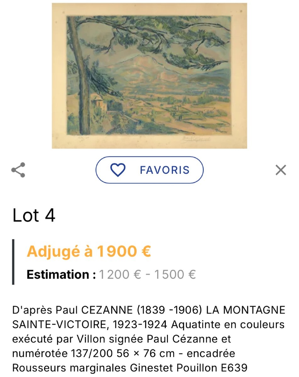 Paul CEZANNE 1839-1906 La Montagne Sainte Victoire aquatinte par Jacques Villon Louvre Réf 639-photo-6