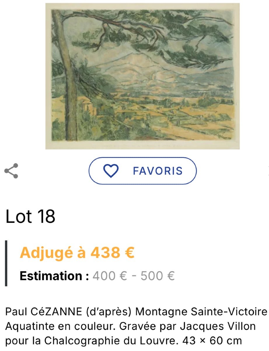 Paul CEZANNE 1839-1906 La Montagne Sainte Victoire aquatinte par Jacques Villon Louvre Réf 639-photo-7