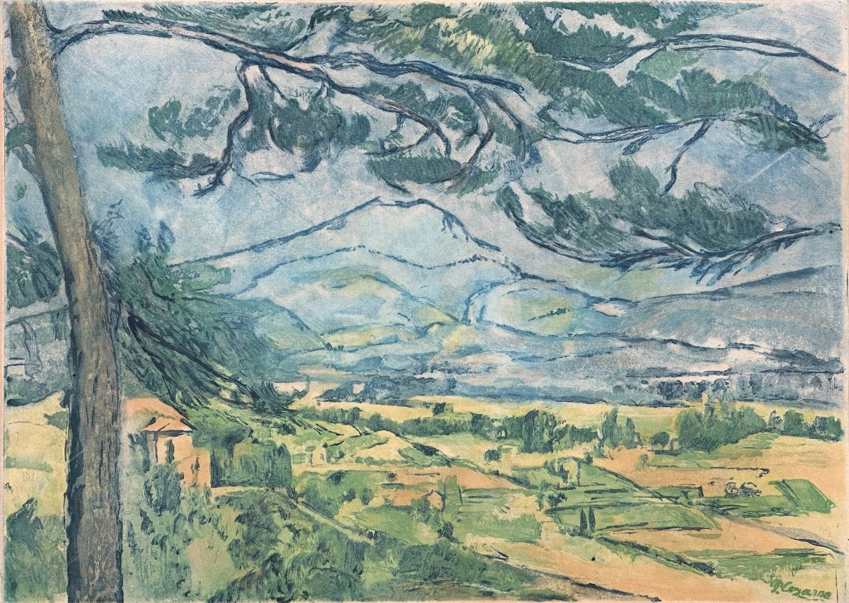 Paul CEZANNE 1839-1906 La Montagne Sainte Victoire aquatinte par Jacques Villon Louvre Réf 639