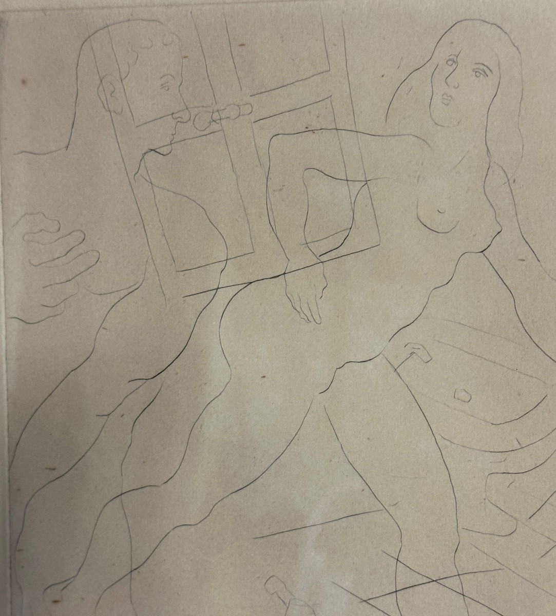 Pierre AMBROGIANI 1907-1985 Lithographie Femme et homme nus Signée-photo-2