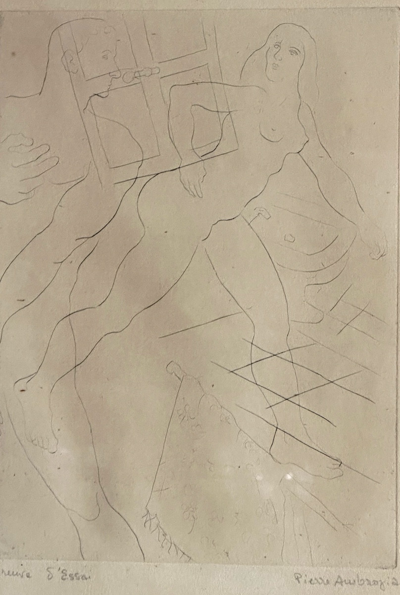 Pierre AMBROGIANI 1907-1985 Lithographie Femme et homme nus Signée