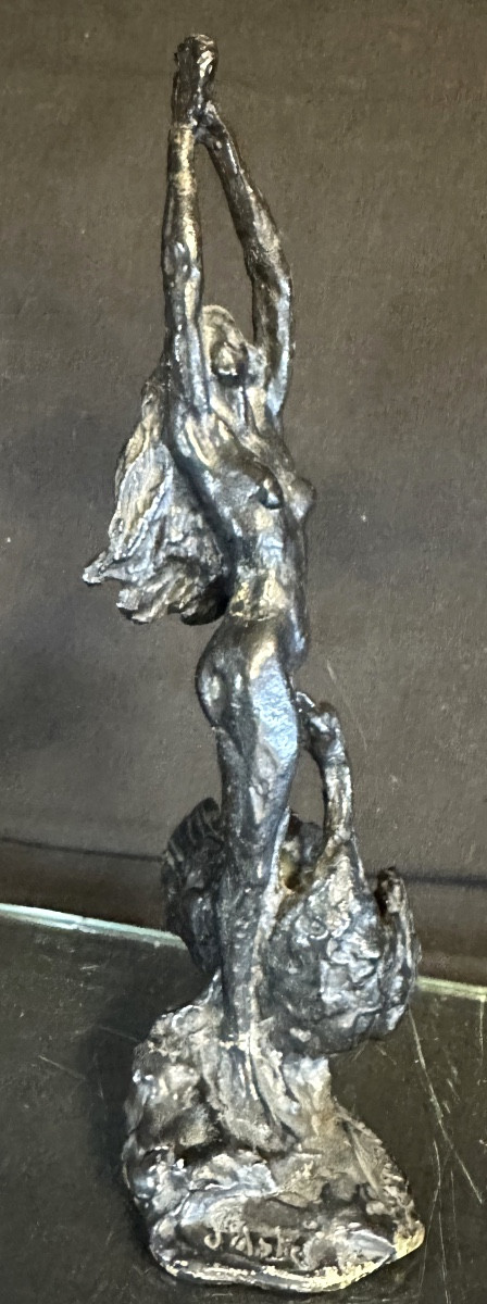 Joseph Giuseppe D’ASTE 1881-1945 Bronze Leda et le Cygne Cire perdue début XXe En très bon état-photo-4