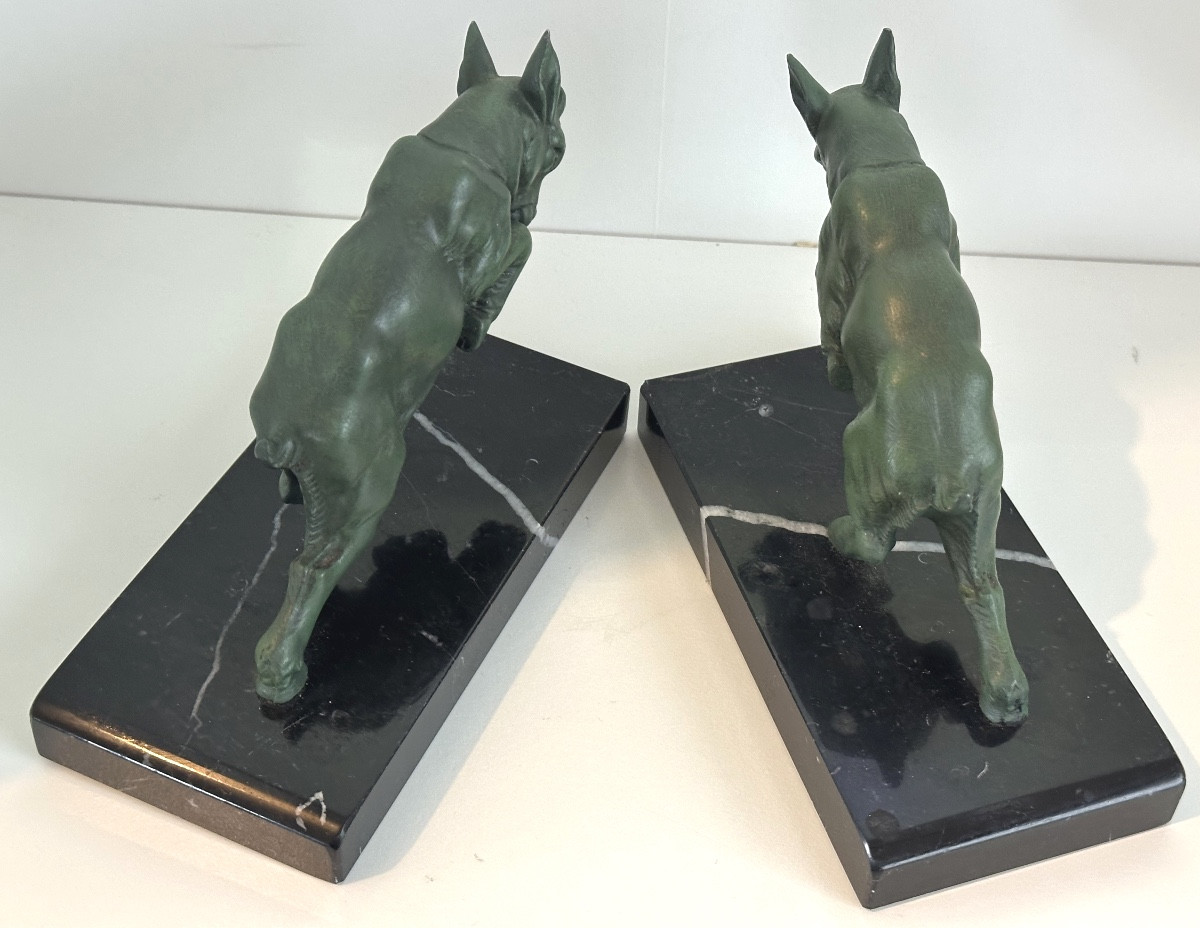  Paire de serre livres Art Deco Chevreaux bondissant Irénée Rochard dlg 1920 1930 -photo-3