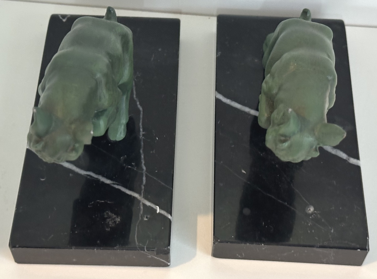  Paire de serre livres Art Deco Chevreaux bondissant Irénée Rochard dlg 1920 1930 -photo-4