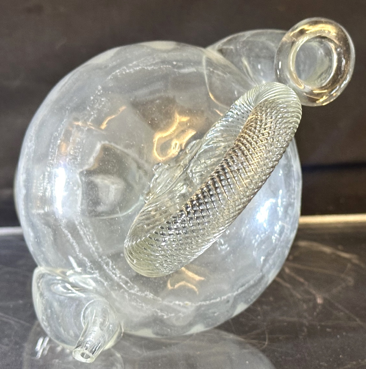 Cantir Holy Water Jug Late 18th Century Blown Glass Catalonia Languedoc Folk Art-photo-4