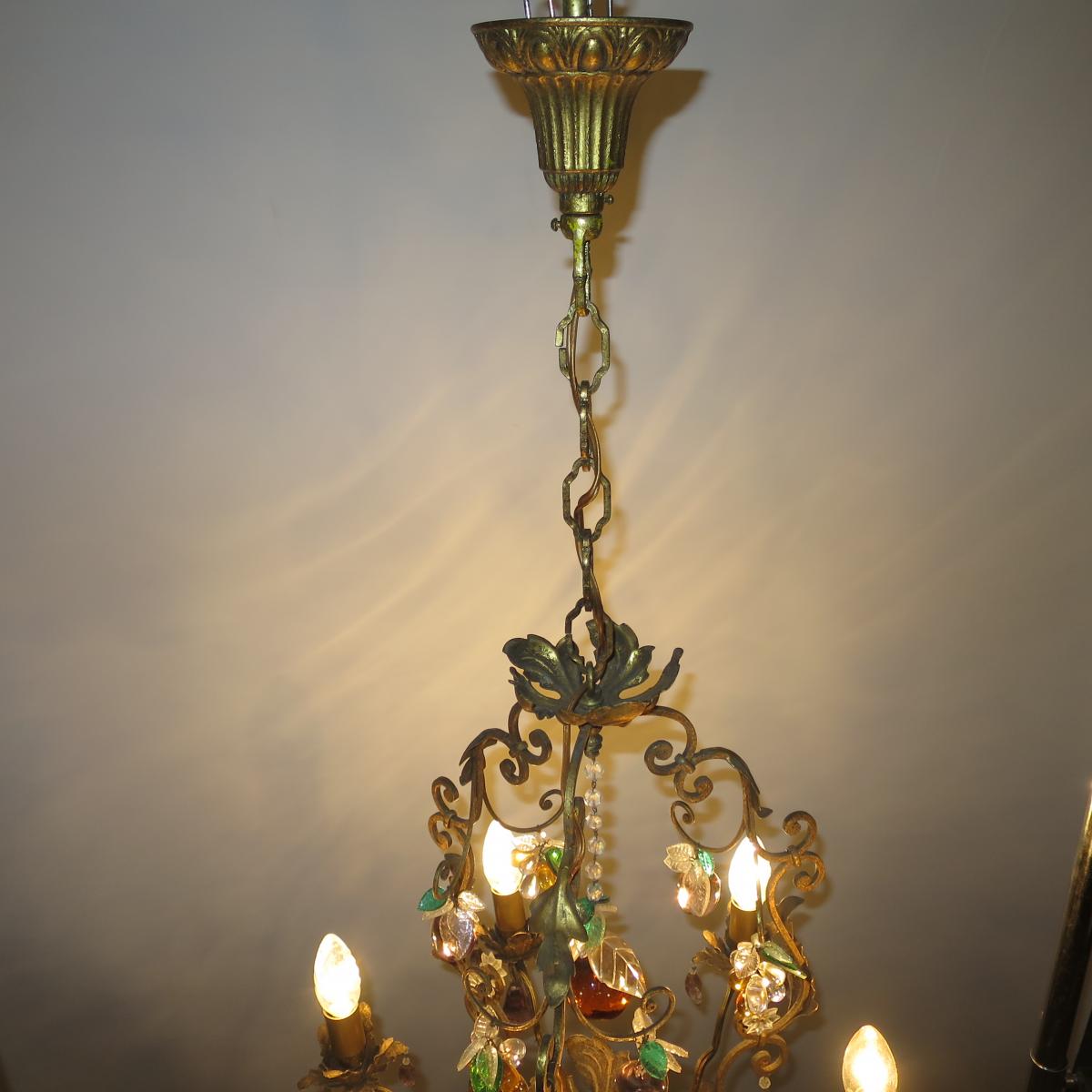 Chandelier Baguès In Patina Gold And Fruit Color Crystal-photo-2