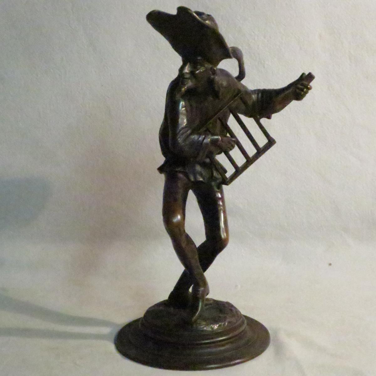 Jacques CALLOT (d'apres) SCULPTURE XIXe en bronze encrier / bougeoir BALLI-photo-1