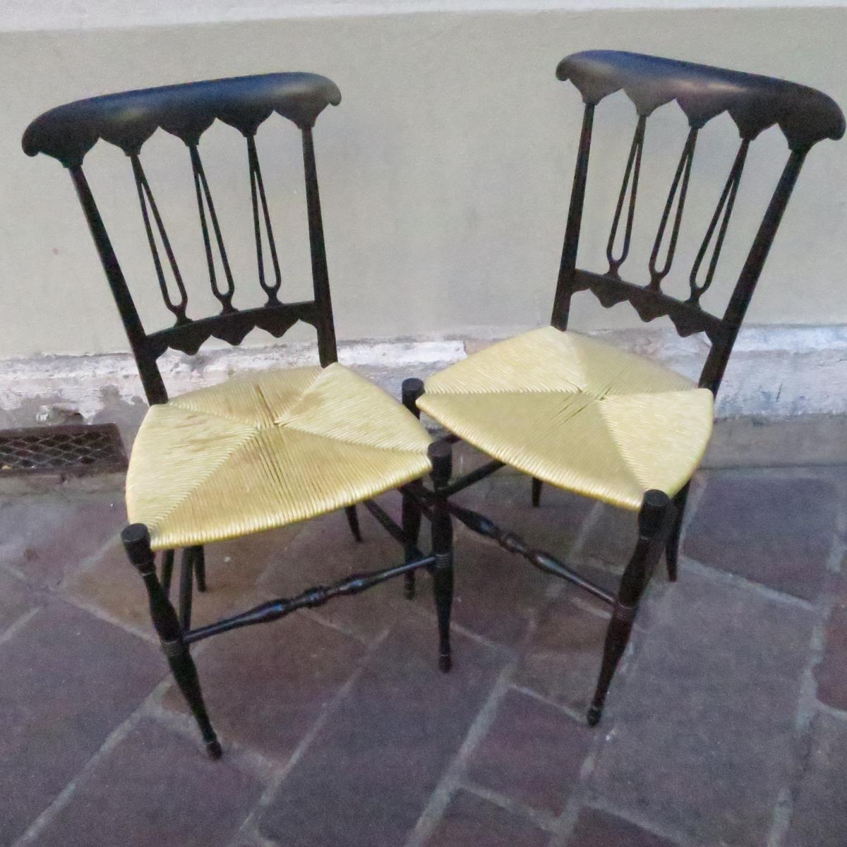 CHIAVARI . Spada 2 CHAISES en bois laqué vers 1950-photo-3