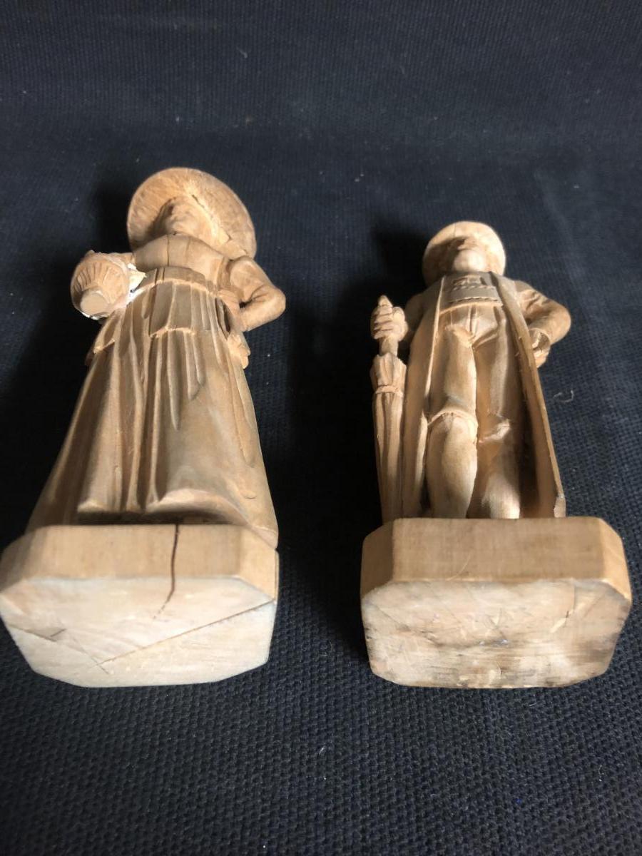 SUISSE 2 personnages en bois sculpté couple d'élégants fin XIXe-photo-4