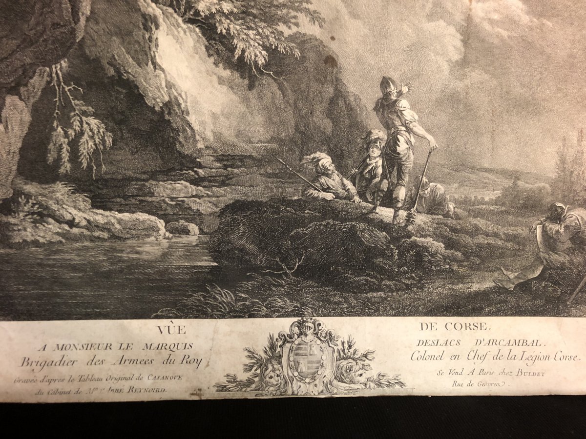 VUE DE CORSE XVIIIe Gravure 1769 D'après le tableau de CAZANOVE au Marquis D'ARCAMBAL Godefroy-photo-2