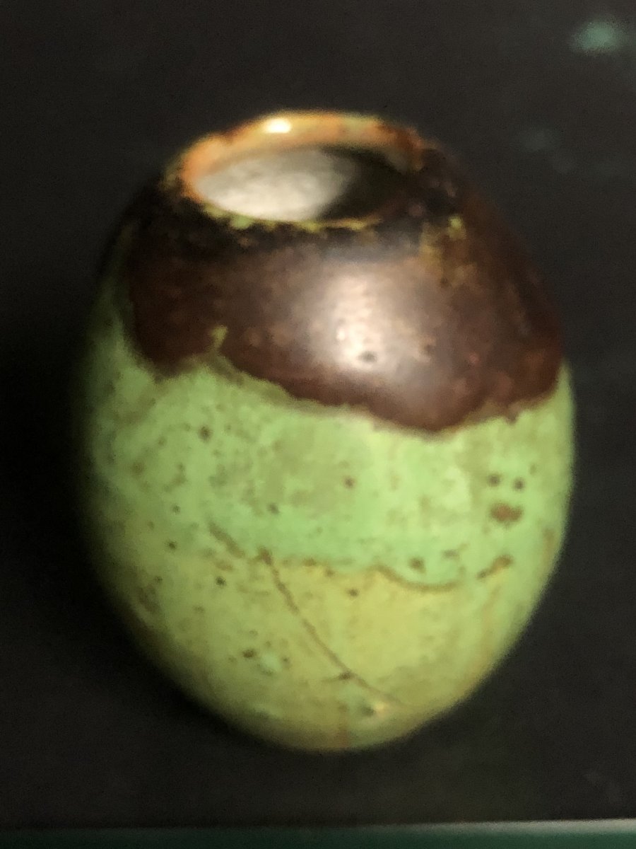 Alexandre Bigot 1862-1927 Rare Miniature Vase Called Jewel 5.5 Cm Sandstone Signed Dated 1908 Coloquinte-photo-2