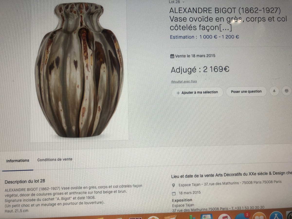 Alexandre Bigot 1862-1927 Rare Miniature Vase Called Jewel 5.5 Cm Sandstone Signed Dated 1908 Coloquinte-photo-7