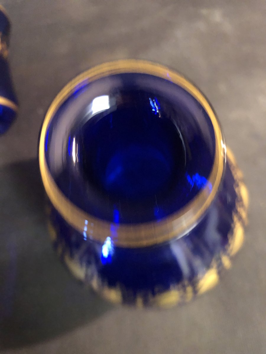 Night Service XIXth Blue And Gold Glass Of Water In Tbe-photo-4