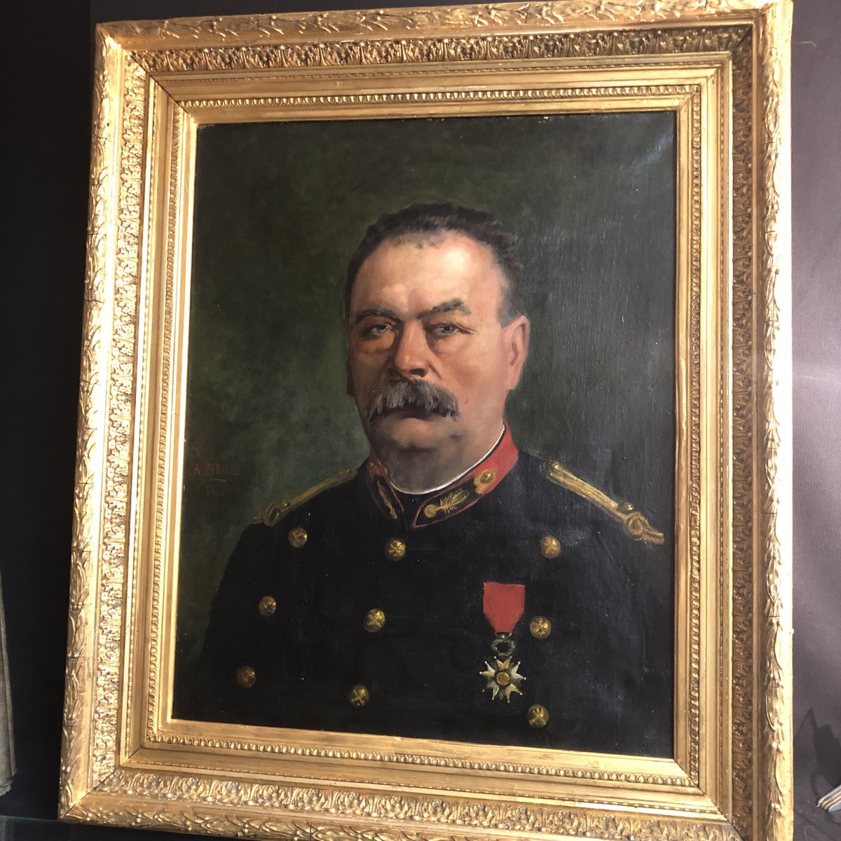 Alphonse Jules Debaene XIXth / XXth Large Oil 1883 Military Horse Artillery Officer