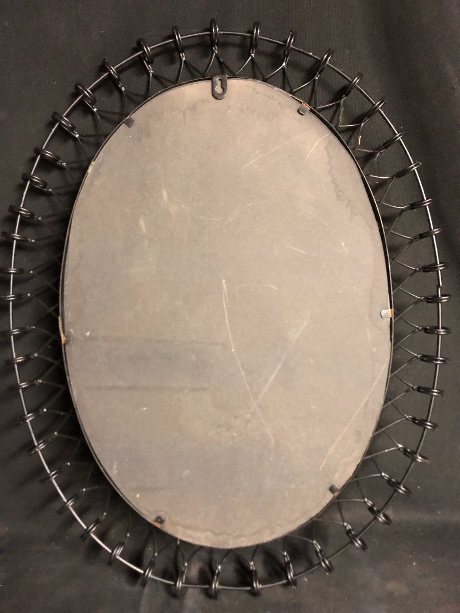 Grand MIROIR ovale en tressage de métal noir 64,5 x 51 cm-photo-4