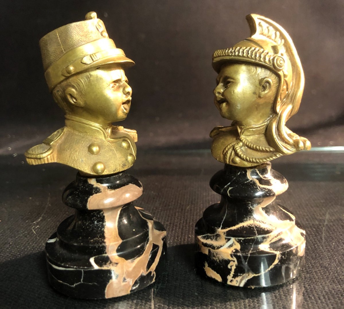 Pair Of Bronzes XIXth Jean Qui Ciure And Jean Qui Liir After Houdon XVIIIth Military Firefighter-photo-4