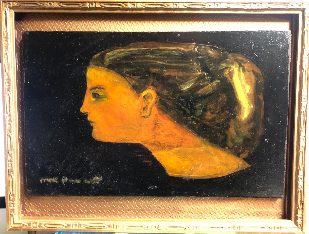 Max PAPART 1911-1994 Huile Jeune femme de profil 1953 Collection de l'artiste-photo-2