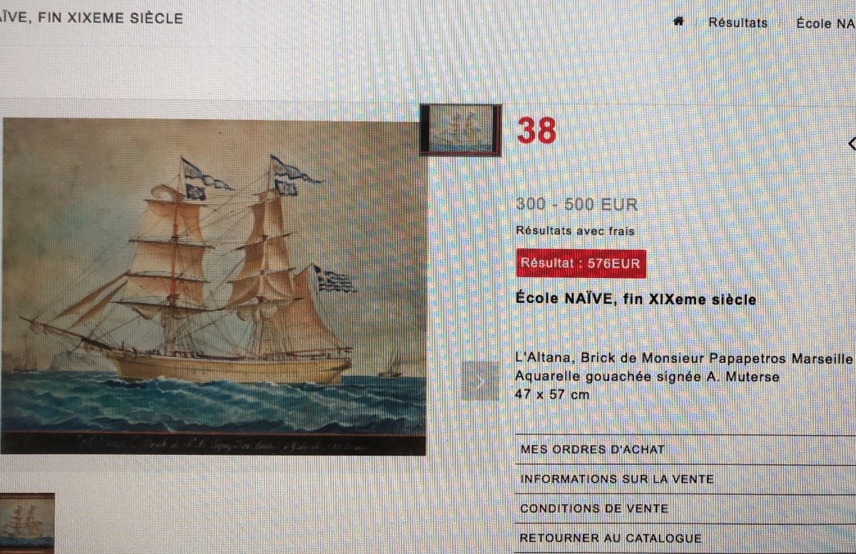 Auguste MUTERSE 1809-1879 RARE grande aquarelle XIXe MARSEILLE Bateau Marine-photo-7