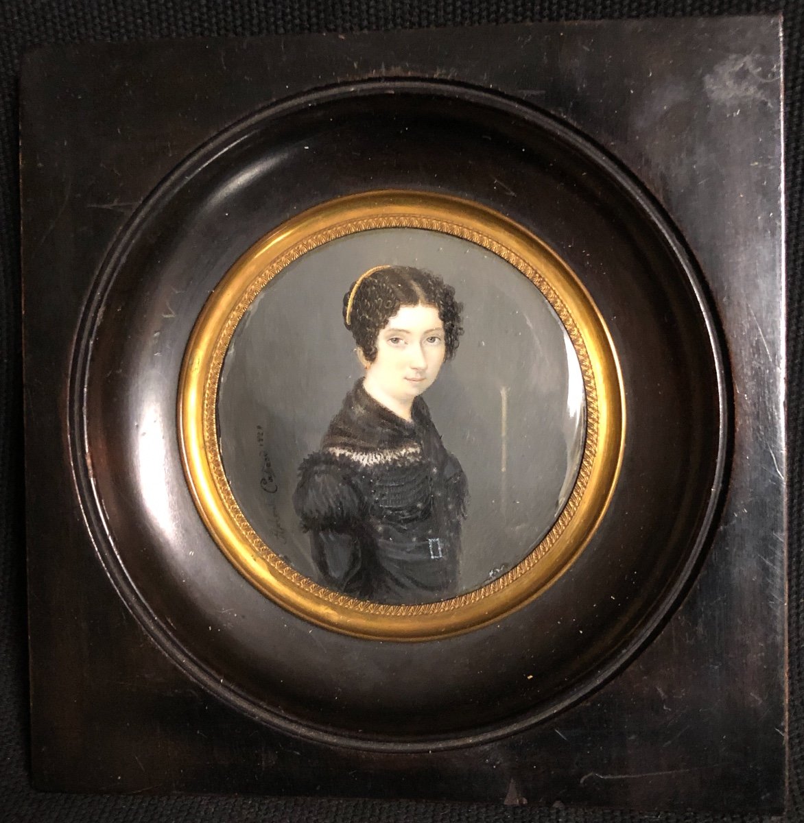 Alphonse Cassard 1787-1842 Miniature 1828 Signed And Dated Young Woman With Golden Headband-photo-4