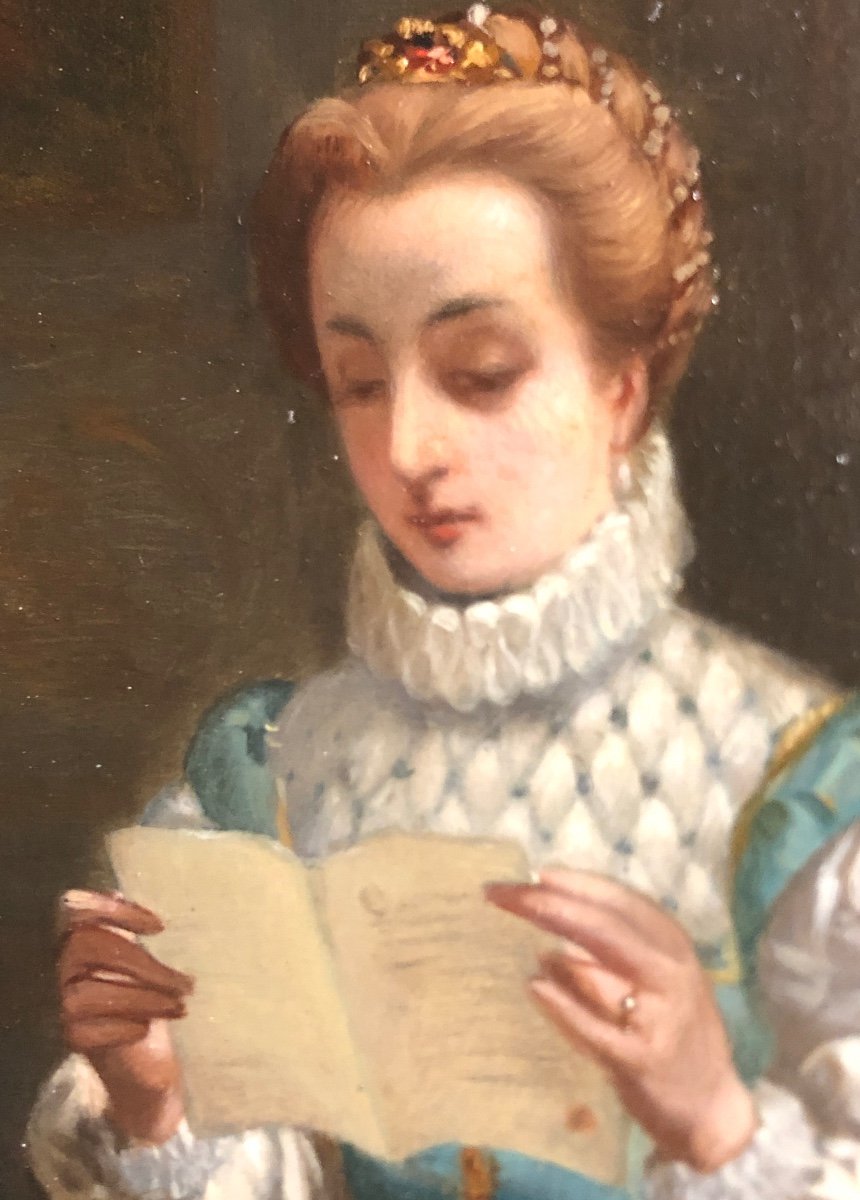 Hippolyte Lecomte 1781-1853 Attributed Oil The Love Letter-photo-3