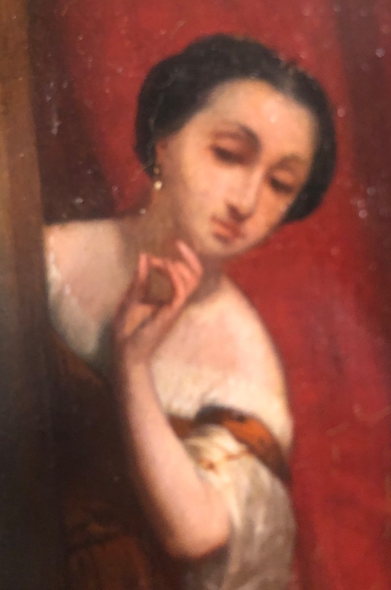 Hippolyte Lecomte 1781-1853 Attributed Oil The Love Letter-photo-1