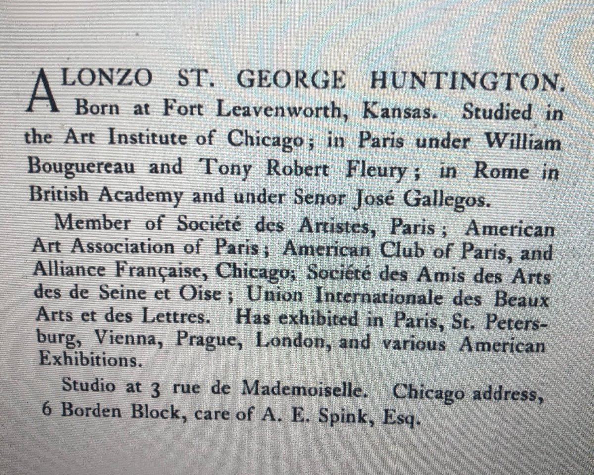 Alonzo St George HUNTINGTON 1868-1941 Americain Huile CHASSEUR Exposition Chicago Kansas -photo-5