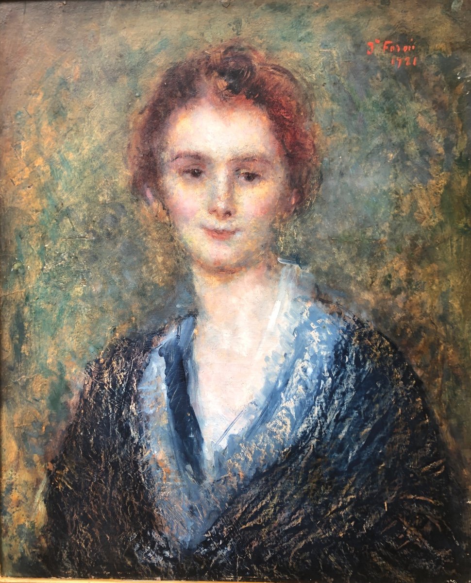 Jeanne FORAIN 1865-1954 Grande huile 1921 Portrait Post Impressionniste Jeune Femme (jeanette ?)-photo-2