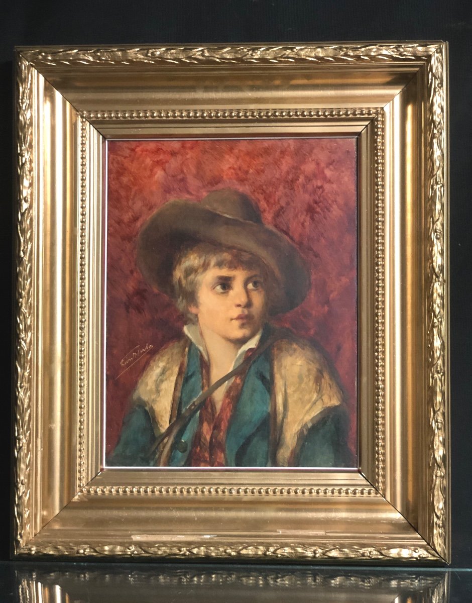 Léon Herbo 1850-1907 Young Neapolitan Oil-photo-3