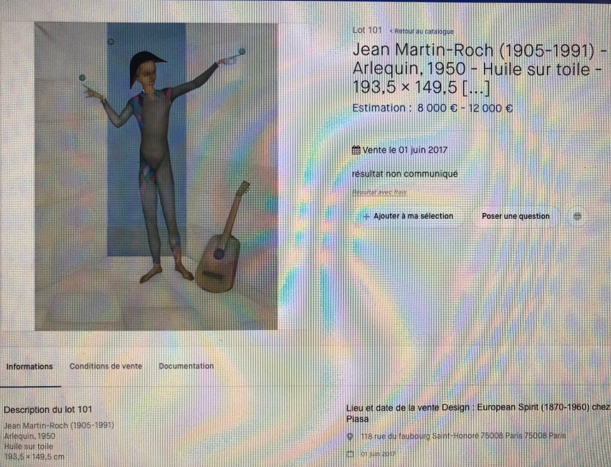 Jean Martin-roch 1905-1991 Important Oil 116x89 Cm Monk Musician Violin Surrealist-photo-5