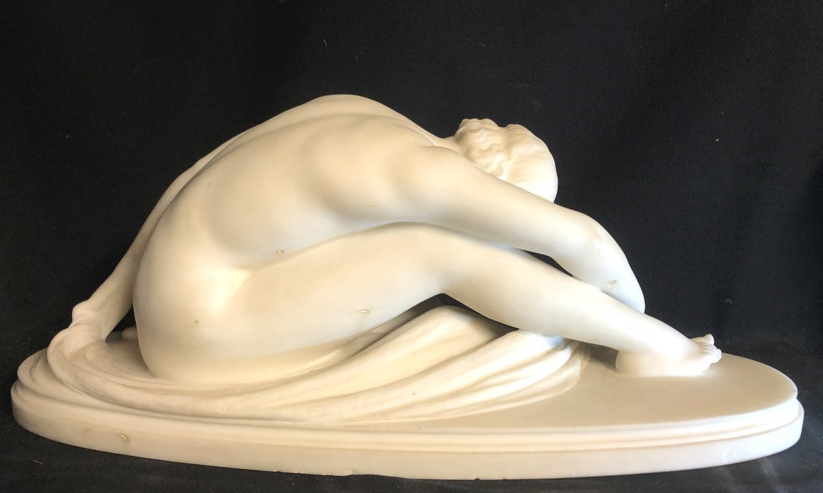 E. VANET XIXe-XXe IMPORTANTE Sculpture 61 cm Marbre blanc Art Deco 1930-photo-3