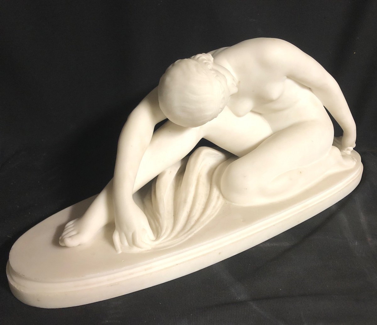 E. VANET XIXe-XXe IMPORTANTE Sculpture 61 cm Marbre blanc Art Deco 1930-photo-8