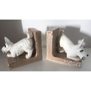 Pair Of Fox Terrier Bookends 1950 Dog In Very Good Condition Scottish 