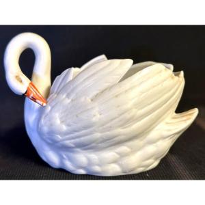 Swan Empty Pocket Biscuit Planter Signed Cw And Crown Late 19th Century Bouquetière /3