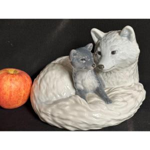 Large Snow Fox And Royal Fox Copenhagen 443 Porcelain Denmark Copenhagen Collection