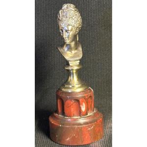 19th Century Bronze Diane De Poitiers On Its Royal Red Marble Base After Jean Goujon