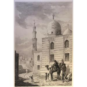 Gabriel TOUDOUZE 1811-1854 Eau forte Tombeau de Caïd Bey au Caire égypte Chalcographie du Louvre Kaid-Bey /2